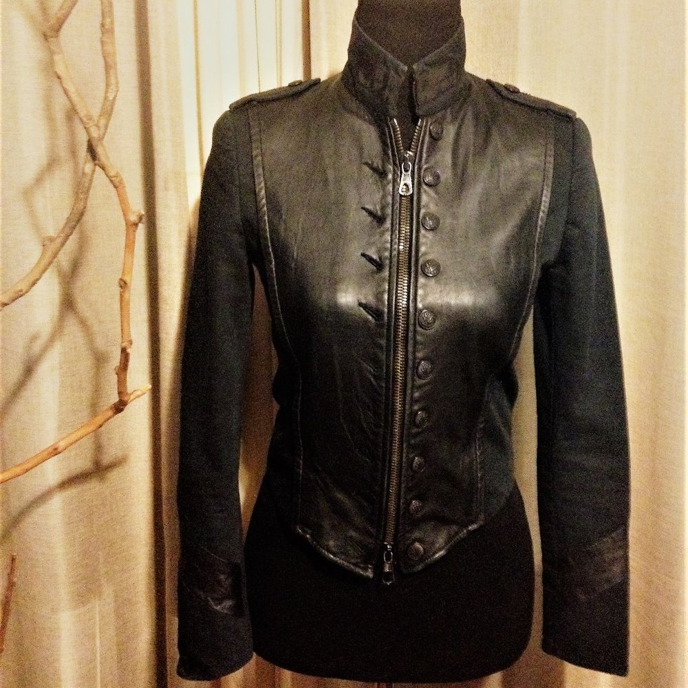 Rag & Bones Leather Mixed Media Military Jacket
